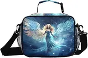 Blue Angele Wings Insulated Lunch Box for Women Men - Ideal for Work, Picnics - Includes Adjustable Shoulder Strap