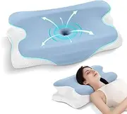 Cervical Neck Pillow - Memory Foam Pillows for Neck Pain Relief, Ergonomic Contour Side Sleeper Pillow for Sleeping, Orthopedic Neck Bed Pillow for Back & Stomach Sleepers with Pillowcase