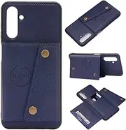 [TiHen] Compatible for Case Samsung Galaxy A13 5G Case with Card Slots Holder Phone Cover Leather Exterior [with Screen Protector] [4 Card Pockets]-Blue