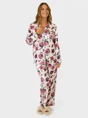 Womens Printed Long Satin Pj Set