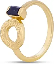 [iCarats] 18K Gold Plated Black Onyx Stone Ring Minimalist Modern Design Ring 925 Sterling Silver 18k Gold Vermeil Non Tarnish Stackable Ring For Women