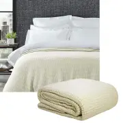 Living @ Home 350gsm 100% Cotton Breathable Waffle Blanket Queen 240 x 255 cm Cream