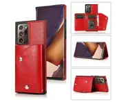 Case for Samsung Galaxy Note20, Leather Wallet Case With Card Pockets Back Flip Shockproof Cover Case-Red