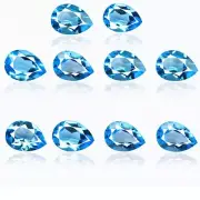 Flawless Natural Topaz 7.26ct Decuple Pear Cut Swiss Blue Color Mined at Brazil