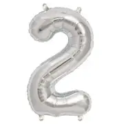 16" SILVER Number 2 Mylar Foil Balloon 1 pc Party BackDrop Decorations Supply