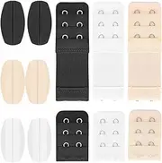 [ZesNxj] Pack of 6 Bra Extensions (3 Hooks), Bra Strap Pads, Non-Slip, Silicone Shoulder Pads, Soft Elastic Bra Extension Set & Bra Straps Slide Stopper for Women (Skin Colour/White/Black)