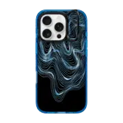 iPhone 16 Pro Impact Ring Stand Case MagSafe Compatible WOBBLE 2, BLACK & WHITE MINIMALIST OCEAN WAVES LINEAR ILLUSTRATION