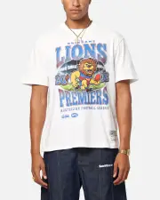 [MITCHELL & NESS] Mitchell & Ness Brisbane Lions Mascot T-shirt Vintage White - Size 2XL 2XL Vintage White