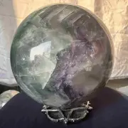 16.09LB Natural Fluorite Quartz Sphere Crystal Energy Ball Reiki Healing Decor