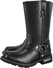 Men's Motorcycle Boot For Riding Waterproof Black PU Leather Boots Mid Calf Boots for Men