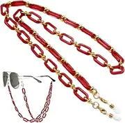 [AZIDWERYQ] Eyeglass Chain Fashionable Red Sunglasses Chain Anti-lost Functional Acrylic Chain for Women Men Eye Glasses Holder Necklace Around Neck Eyewear Retainer Chain for Glasses