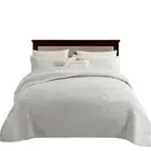 Floral Quilted Bedspread Comforter Coverlet Charcoal White Queen