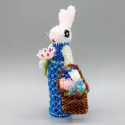 NATIVE AMERICAN BEADWORK-BEADED BUNNY GIRL WITH FLOWERS by ANDREA LAAHTY-ZUNI