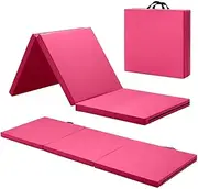 Tri-Fold Thick Tumbling Mat with Durable Material, Gym Folding Exercise Aerobics Mats, Gymnastics Floor Exercise Gym Mat, Lightweight PU Leather Exercise Mat for Yoga, Stretching