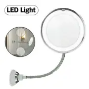10X Flexible Gooseneck Makeup Mirror with LED Light Bathroom Suction Cup 7" S8