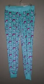LIVE LOVE DREAM JOGGER LOUNGE PANTS JUNIOR WOMEN'S MEDIUM BUNNY SANTA HATS NWT