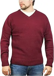 [JackSmith] Men's 100% Shetland Wool V Neck Pullover Knitted Sweater