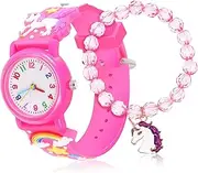 [CATIEBYE] 1Set Unicorn Wristwatch for Digital Watch Unicorn Beaded Bracelet Safe Materials Creative Design Present for Ages