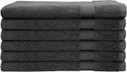 COTTON CRAFT Hotel Luxury Spa Set of 6 Hand Towels, Ringspun Cotton 700GSM, 16 inch x 28 inch, Grey