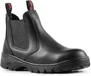 [Defencas] Men's Slip On Chlesea Work Boots for Men, Full Grain Leather,Slip-resistant Rubber Sole 3485ST-3485NST