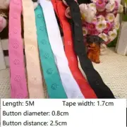 5M Snap Button Ribbon Fasteners Press Stud Tape Sewing Trimming DIY Accessories