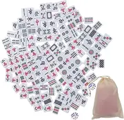 KOMBIUDA 1 Set Mini Mahjong Set Portable Tiny Mahjong Tiles Kit for Home Parties and Travel with Storage Bag Unique Present