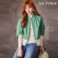在飛比找momo購物網優惠-【Le Polka】設計款棒球式風衣外套-女