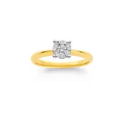 9ct Gold Diamond Round Cluster Ring