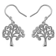 Earring Swirl Tree-Of-Life Hook-in Drop Sterling Silver