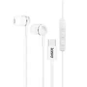 Laser USB-C Silicone Tip Earphones 1.2m w/ Microphone For iPhone/Samsung White