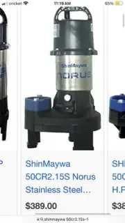 ShimMaywa 50CR2.15S Norus Series 3300 GPH1/5HP Waterfall Pump NEW