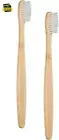 2 PCS Bamboo Toothbrushes Soft Bristles Wooden Toothbrushes for Adult, Natural B