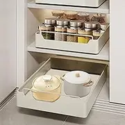 Telescopic Drawer, Extendable Drawer Storage Shelves, Slide Out Cabinet Organiser Kitchen, No Drilling and Nailing Required, 30 cm L x 43 cm W x 7 cm H