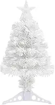 'vidaXL 64cm Pre-Lit White Artificial Christmas Tree with Fiber Optic and LED Lights and Stable Stand- Eco-Friendly PVC Construction