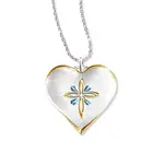 Blue Topaz And Diamond Cross Pendant Necklace