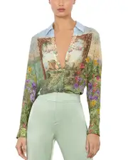 Alice and Olivia Eloise Silk Blouse