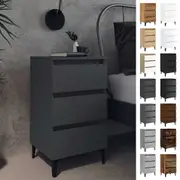 1x/2x Bed Bedside Cabinet Side Table with Metal Legs Multi Colours vidaXL