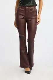 Red Flare Jeans High Rise Wet Look - Size 16XL, Women's Flare Jean