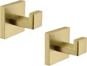 Bath Towel Hooks Brushed Gold, 2 Pack Stainless Steel Robe Coat and Clothes H...