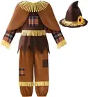 Halloween Patchwork Scarecrow Costume Kids Boys Girls Set