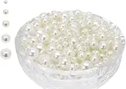 [Shapenty] 4mm 6mm 8mm 10mm 12mm White Round Pearls Beads Loose Spacer Beads for DIY Craft Necklaces Bracelets Earrings Rings Choker Jewelry Making and Dress Shirt Sweater Decorating Repairing, 380PCS