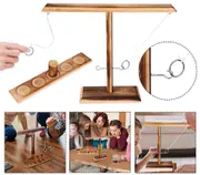 Handmade Wooden Hook and Ring-Toss Battle Bars Game Quick-Paced Interactive Game