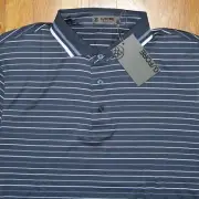 G/FORE Multi Stripe Tech Pique Golf Polo Shirt Ink Blue Mens L G4MF23K184 G4