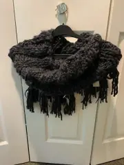 Aerie Hand Knit Chunky Infinity Fringe Scarf - New