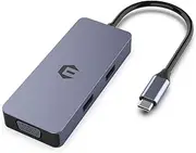 TOTU USB C Hub, 6 in 1 USB C Dock, USB C Type C Hub for Type C Laptops with HDMI, VGA, 2 USB A and SD/TF Card Reader