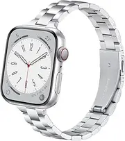 [Lenrao] Thin Stainless Steel Bands Compatible with Apple Watch 38mm 40mm 41mm 42mm 44mm 45mm for Women, Metal Straps for iWatch Series 9 8 7 6 5 4 3 2 1 SE
