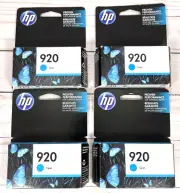HP 920 Cyan Printer Ink OEM Genuine Cartridge Sealed New Mar 2021 OfficeJet 4Pk