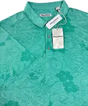NWT Tommy Bahama Men Big/Tall Miramar Blooms Polo 1XLB 2XLB Green A6