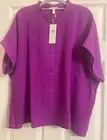 NWT $138 Eileen Fisher Heliotrope Organic Cotton Lofty Gauze Shirt 2X