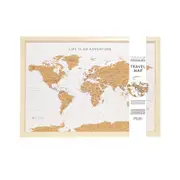 Travel Map Framed Cork Board Around The World Places Tour w/ Hook & Stand Small